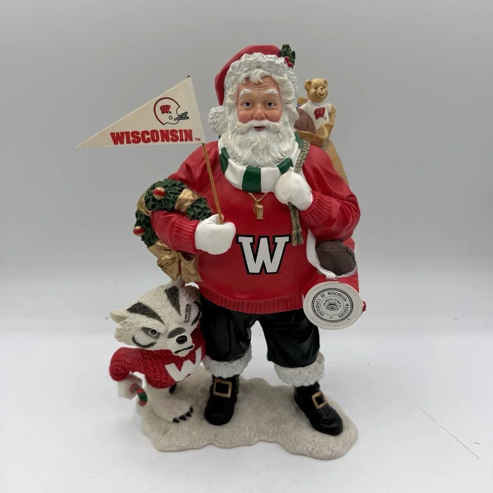 Danbury Mint Wisconsin Badgers Santa Figurine Bucky Badger Christmas 8.5